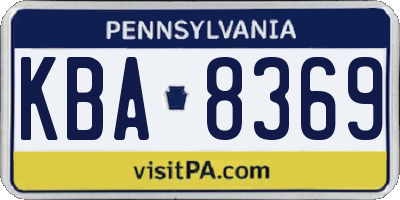 PA license plate KBA8369