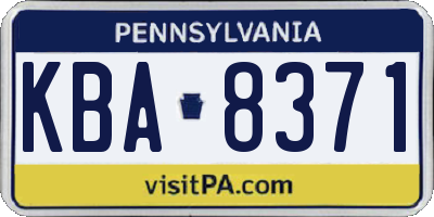 PA license plate KBA8371