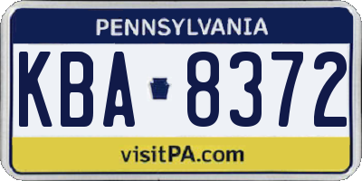 PA license plate KBA8372