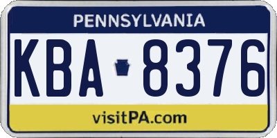 PA license plate KBA8376