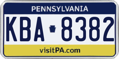PA license plate KBA8382