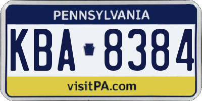 PA license plate KBA8384