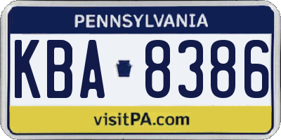 PA license plate KBA8386