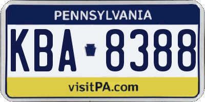 PA license plate KBA8388