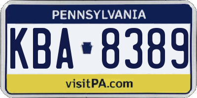 PA license plate KBA8389