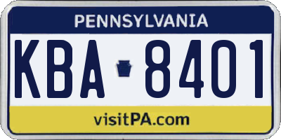 PA license plate KBA8401