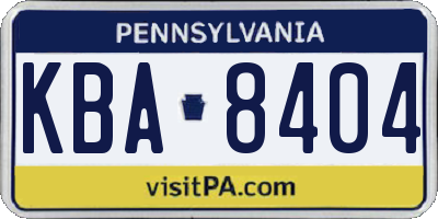 PA license plate KBA8404