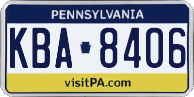 PA license plate KBA8406