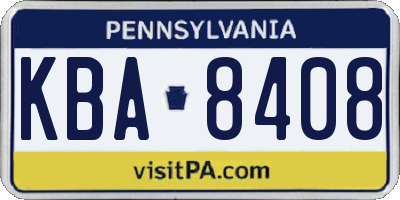 PA license plate KBA8408