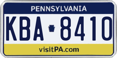 PA license plate KBA8410