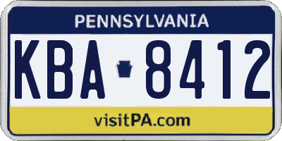 PA license plate KBA8412