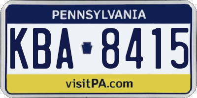 PA license plate KBA8415