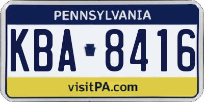 PA license plate KBA8416
