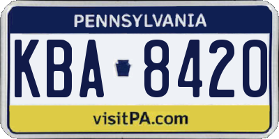 PA license plate KBA8420