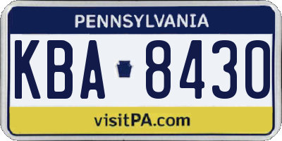 PA license plate KBA8430