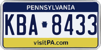 PA license plate KBA8433