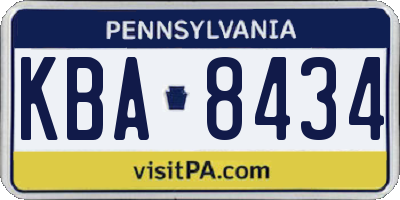 PA license plate KBA8434