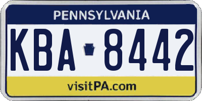 PA license plate KBA8442