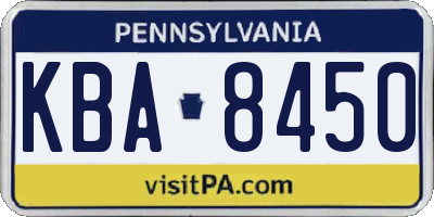 PA license plate KBA8450