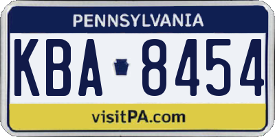 PA license plate KBA8454