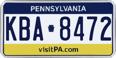PA license plate KBA8472