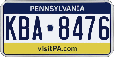 PA license plate KBA8476