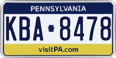 PA license plate KBA8478