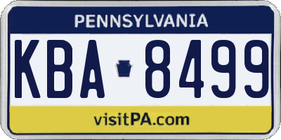 PA license plate KBA8499