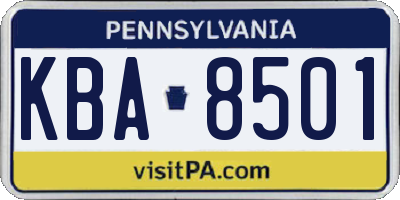PA license plate KBA8501