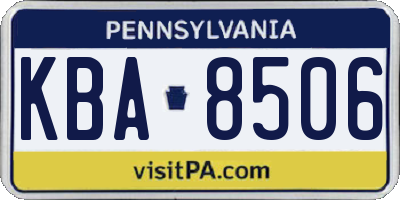 PA license plate KBA8506