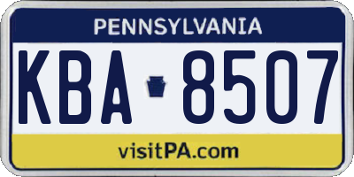 PA license plate KBA8507