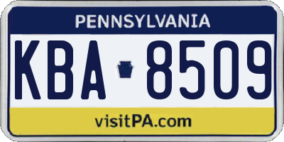 PA license plate KBA8509