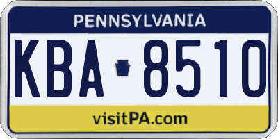 PA license plate KBA8510