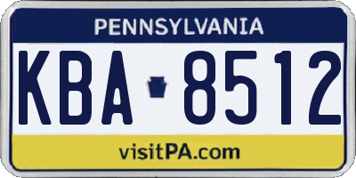 PA license plate KBA8512