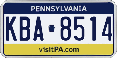 PA license plate KBA8514
