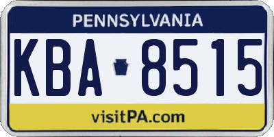 PA license plate KBA8515