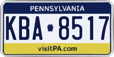 PA license plate KBA8517