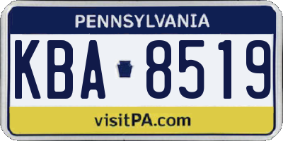PA license plate KBA8519