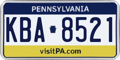 PA license plate KBA8521