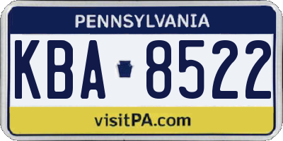 PA license plate KBA8522