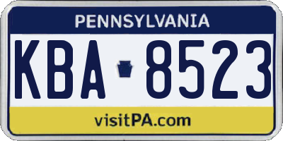 PA license plate KBA8523