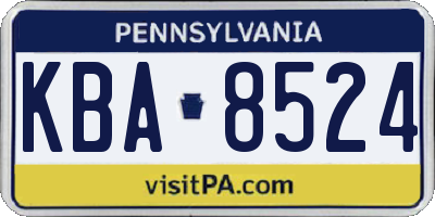 PA license plate KBA8524