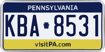 PA license plate KBA8531