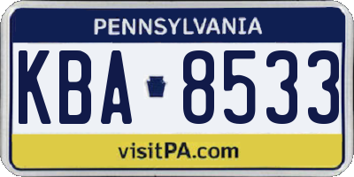 PA license plate KBA8533