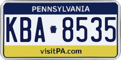 PA license plate KBA8535
