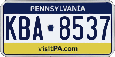 PA license plate KBA8537