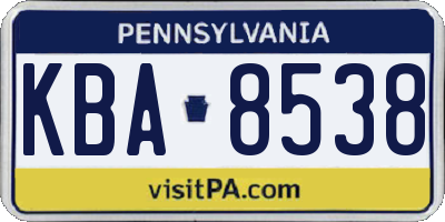 PA license plate KBA8538