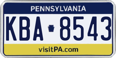 PA license plate KBA8543