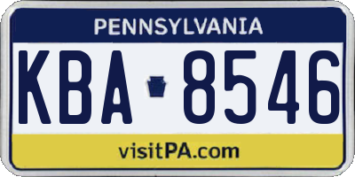 PA license plate KBA8546