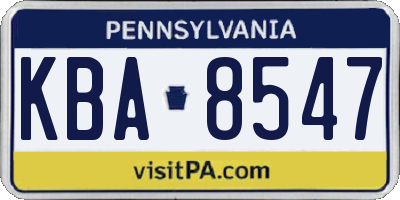 PA license plate KBA8547